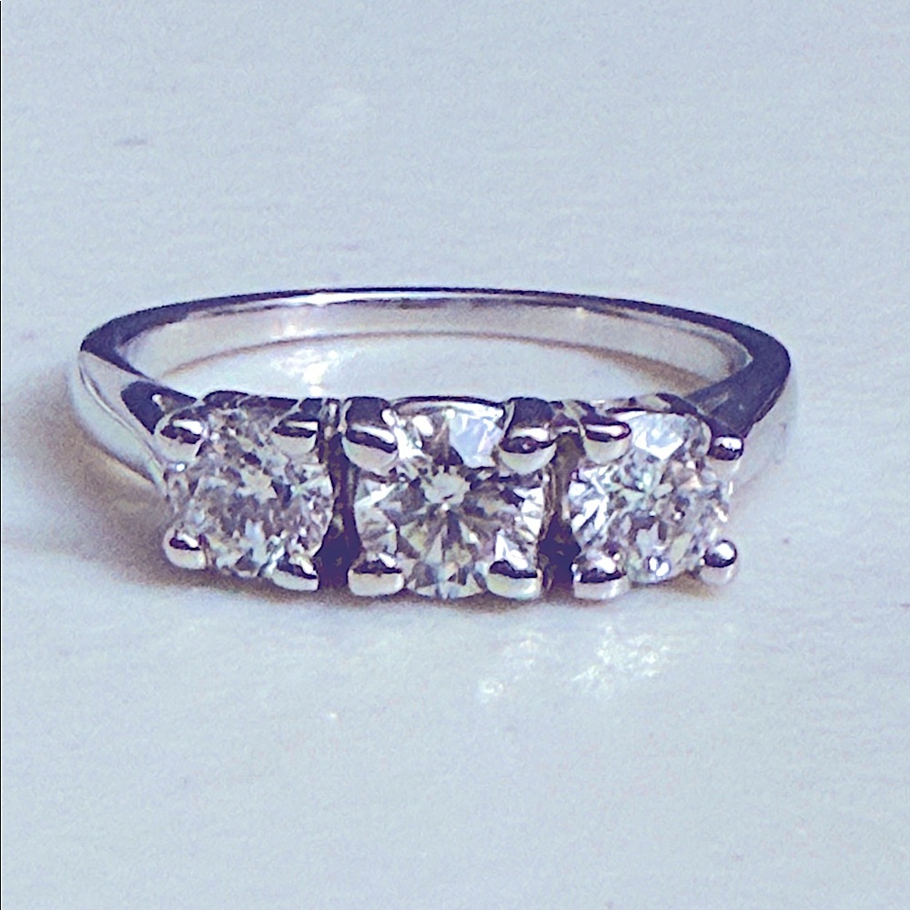 $6999 14K Solid White Gold Natural Diamond Ring past present future WITH CERT! 💎